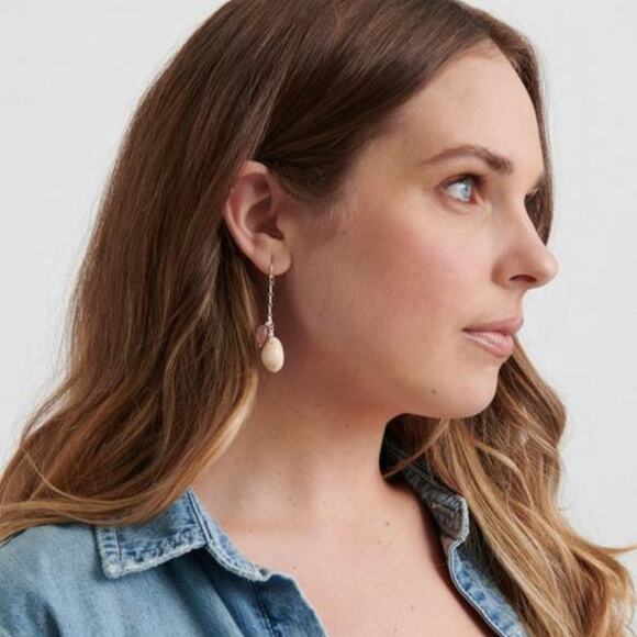 NWT Lucky Brand Shell Drop Dangle Silver Earrings - Picture 4 of 5